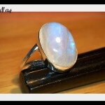 STERLING SILVER 925 RAINBOW MOONSTONE RING 9 CABACHON